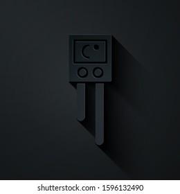 Paper cut Temperature and humidity sensor icon isolated on black background. Paper art style. Vector Illustration