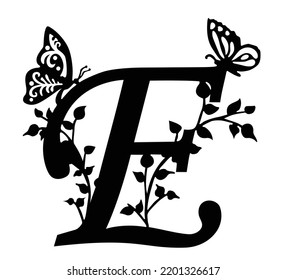 paper cut template decorative letter E,mSVG flie. instant