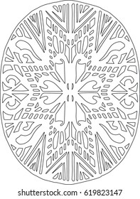 Paper cut template of Easter egg. Ukrainian pysanka paper cut template. Vector template of the Easter egg for paper cutting