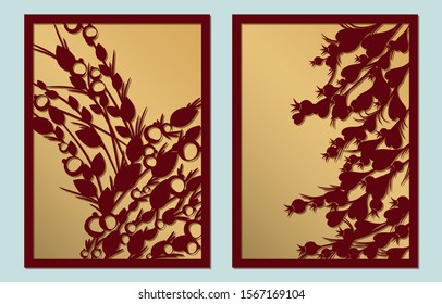 Paper cut template for openwork, card, invitation, congratulation. Laser cutting design for holiday, wedding, party.