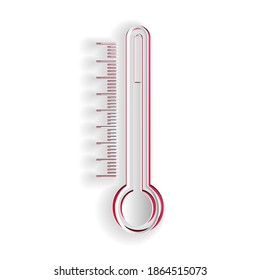 Paper cut Thermometer icon isolated on white background. Paper art style. Vector.