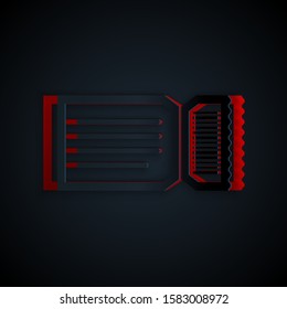 Paper cut Ticket icon isolated on black background. Paper art style. Vector Illustration