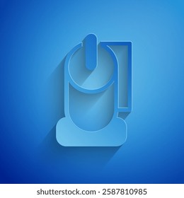 Paper cut Toilet paper roll icon isolated on blue background. Paper art style. Vector