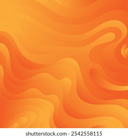 Paper cut topography relief imitation, orange colors multi layers banner. Abstract wave flowing liquid texture art design, paper cut layer smooth shape vector illustration eps10