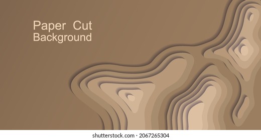 Fondo topográfico de corte de papel. 3d mapa topográfico de alivio. Arte de papel de origami, diseño abstracto moderno y moderno para banner o volante. Ilustración del vector