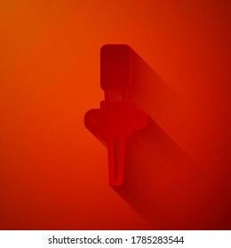 Paper cut Torch flame icon isolated on red background. Symbol fire hot, flame power, flaming and heat. Paper art style. Vector