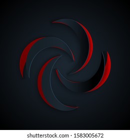 Paper cut Tornado icon isolated on black background. Cyclone, whirlwind, storm funnel, hurricane wind or twister weather icon. Paper art style. Vector Illustration
