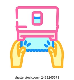 paper cut towel hand color icon vector. paper cut towel hand sign. isolated symbol illustration