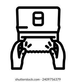 paper cut towel hand line icon vector. paper cut towel hand sign. isolated contour symbol black illustration