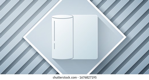 Paper cut Paper towel roll icon isolated on grey background. Paper art style. Vector Illustration