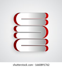 Paper cut Towel stack icon isolated on grey background. Paper art style. Vector Illustration