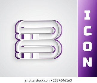 Paper cut Towel stack icon isolated on grey background. Paper art style. Vector