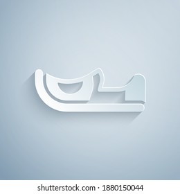 Paper cut Traditional indian shoes icon isolated on grey background. Paper art style. Vector.