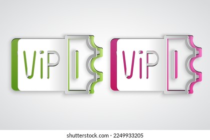 Paper cut Train ticket icon isolated on grey background. Travel by railway. Paper art style. Vector