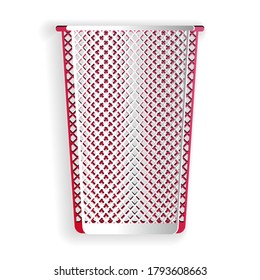 Paper cut Trash can icon isolated on white background. Garbage bin sign. Recycle basket icon. Office trash icon. Paper art style. Vector.