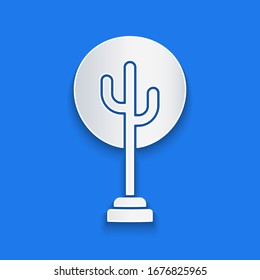Paper cut Tree icon isolated on blue background. Forest symbol. Paper art style. Vector Illustration