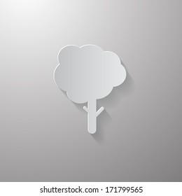 Paper Cut Tree Isolated on Grey Background
