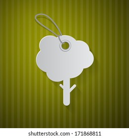 Paper Cut Tree Isolated on Green Cardboard Background
