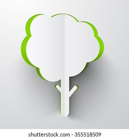 Paper Cut Tree Vector Illustration