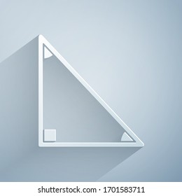 Paper cut Triangle math icon isolated on grey background. Paper art style. Vector Illustration