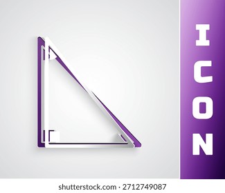 Paper cut Triangle math icon isolated on grey background. Paper art style. Vector Illustration