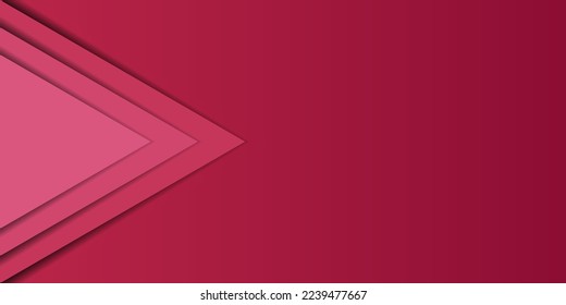 Paper cut triangle pattern with red layers. 3D gradient abstract background. Color of the year 2023 viva magenta. Design element for card, cover, banner, poster, backdrop, wall. Vector illustration.