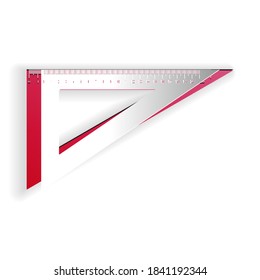 Paper cut Triangular ruler icon isolated on white background. Straightedge symbol. Geometric symbol. Paper art style. Vector.