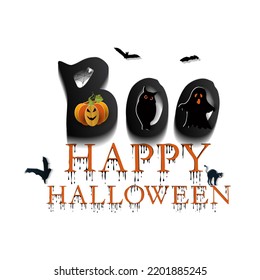 Paper cut Trick or treat greeting card Happy Halloween, vector background