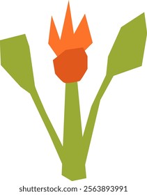 Paper Cut Tropical Flower Vector Illustration