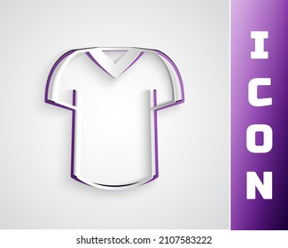 Paper cut T-shirt icon isolated on grey background. Paper art style. Vector