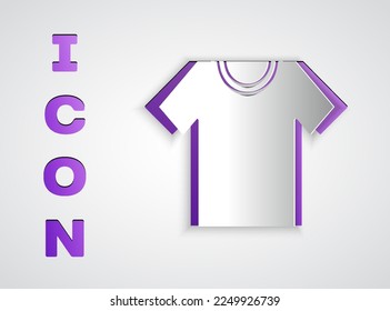 Paper cut T-shirt icon isolated on grey background. Paper art style. Vector