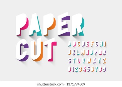 Paper Cut Typography, Alphabet Letters And Numbers Vector Illustration