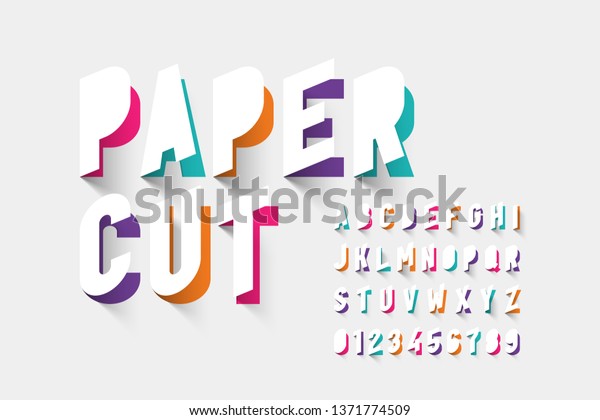 Paper cut typography, alphabet letters and\
numbers vector\
illustration