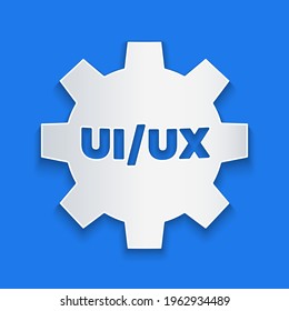 Paper cut UI or UX design icon isolated on blue background. Paper art style. Vector