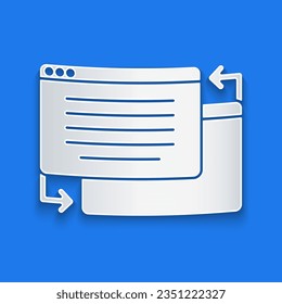 Paper cut UI or UX design icon isolated on blue background. Paper art style. Vector