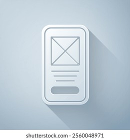 Paper cut UI or UX design icon isolated on grey background. Paper art style. Vector