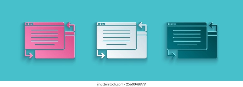 Paper cut UI or UX design icon isolated on blue background. Paper art style. Vector