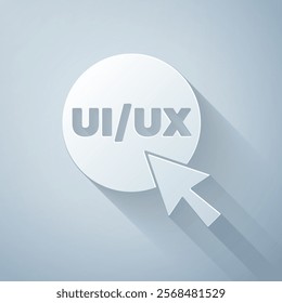 Paper cut UI or UX design icon isolated on grey background. Paper art style. Vector