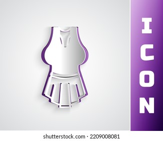 Paper cut Undershirt icon isolated on grey background. Paper art style. Vector