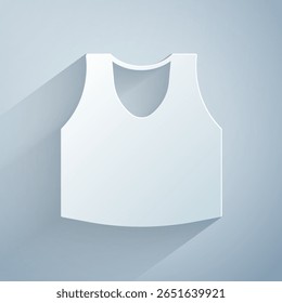 Papel corte ícone Undershirt isolado no fundo cinza. Estilo da arte do papel. Vetor