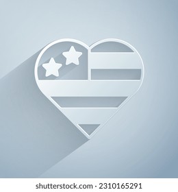 Paper cut USA Independence day icon isolated on grey background. 4th of July. United States of America country. Paper art style. Vector