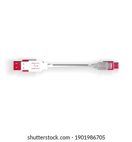 Paper cut USB Micro cables icon isolated on white background. Connectors and sockets for PC and mobile devices. Smartphone recharge supply. Paper art style. Vector.