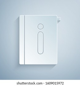 Paper cut User manual icon isolated on grey background. User guide book. Instruction sign. Read before use. Paper art style. Vector Illustration