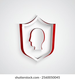 Paper cut User protection icon isolated on grey background. Secure user login, password protected, personal data protection, authentication. Paper art style. Vector