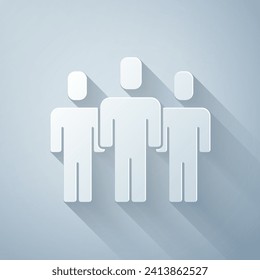 Paper cut Users group icon isolated on grey background. Group of people icon. Business avatar symbol - users profile icon. Paper art style. Vector