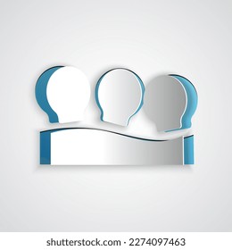Paper cut Vacuum cans icon isolated on grey background. Massage jars for face and body. Medical anticellulite cups. Paper art style. Vector