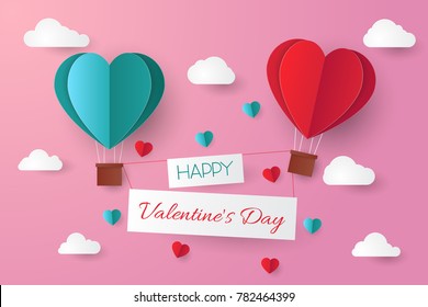 Paper cut valentine background.Vector illustration.