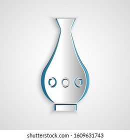 Paper cut Vase icon isolated on grey background. Paper art style. Vector Illustration