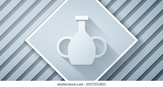 Paper cut Vase icon isolated on grey background. Paper art style. Vector