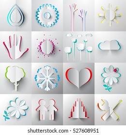 Paper Cut Vector Icons - Symbols.